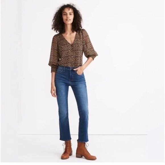 Madewell Cali Demi-Boot Cropped Jeans in Lockwood Wash Size 32 - Picture 1 of 9